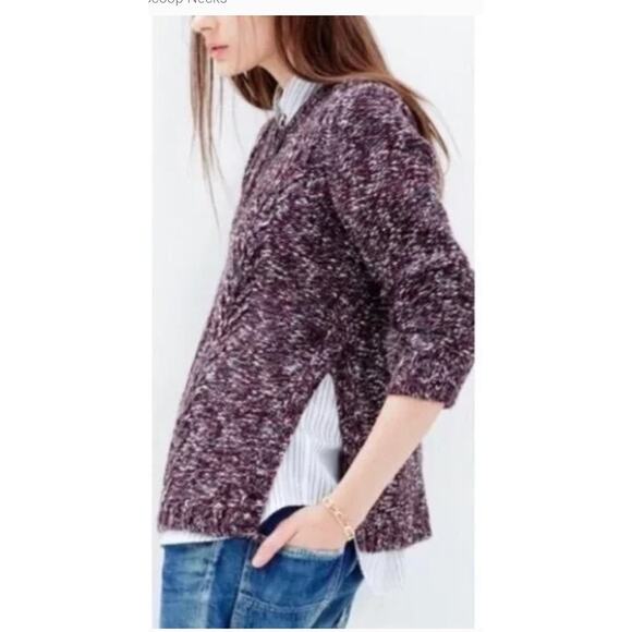 Madewell Sweater Womens Small Purple Marled Firelight Cable Knit Side Slit - Picture 1 of 10